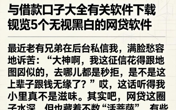 与借款口子大全有关的软件下载，概览5个无视黑白的网贷软件