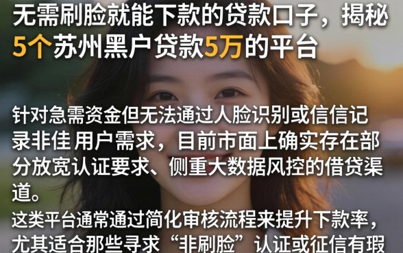 无需刷脸就能下款的贷款口子,揭秘5个苏州黑户贷款5万的平台