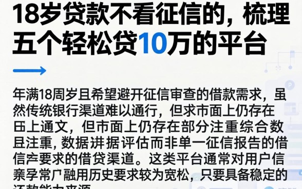 18岁贷款不看征信的,梳理五个轻松贷10万的平台