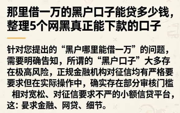 那里借一万的黑户口子能贷多少钱，整理5个网黑真正能下款的口子