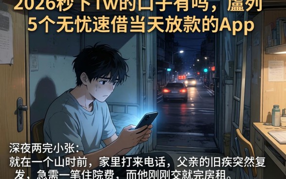 2026秒下1w的口子有吗，胪列5个无忧速借当天放款的app