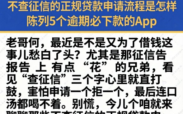 不查征信的正规贷款申请流程是怎样的，陈列5个逾期必下款的app