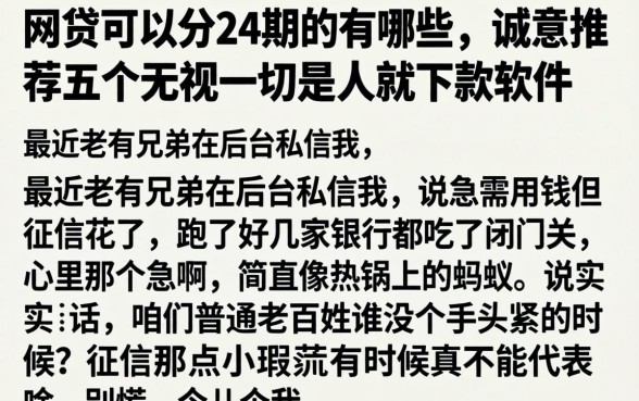 网贷可以分24期的有哪些，诚意推荐五个无视一切是人就下款软件