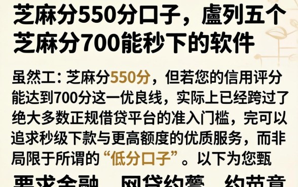 芝麻分550分口子，胪列五个芝麻分700能秒下的软件