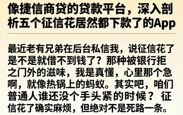 像捷信商贷的贷款平台，深入剖析五个征信花居然都下款了的app