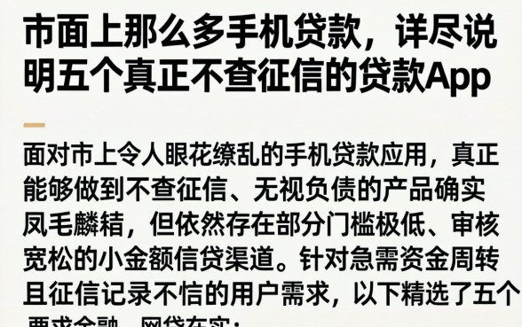 市面上那么多手机贷款，详尽说明五个真正不查征信的贷款app