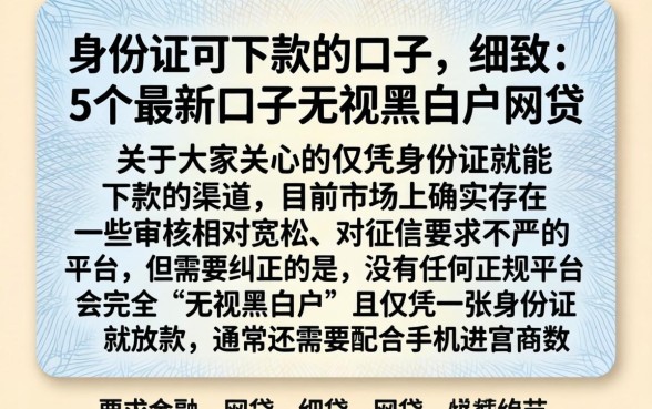 身份证可下款的口子，细致阐述5个最新口子无视黑白户网贷