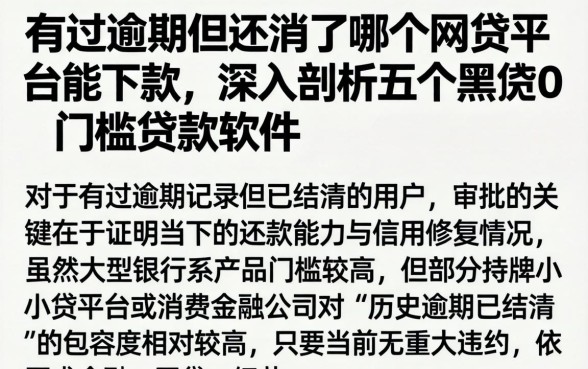 有过逾期但还清了哪个网贷平台能下款，深入剖析五个黑户0门槛贷款软件