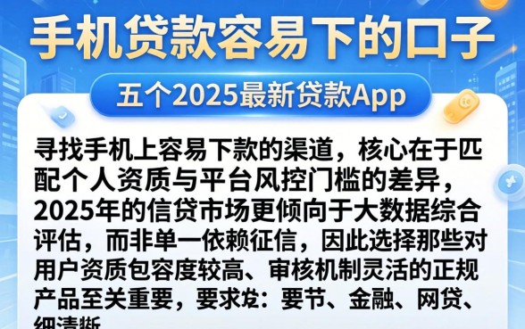 手机贷款容易下的口子，详细阐述五个2025最新贷款app