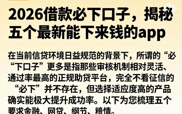 2026借款必下口子,揭秘五个最新能下来钱的app
