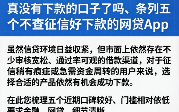真没有下款的口子了吗，条列五个不查征信好下款的网贷app
