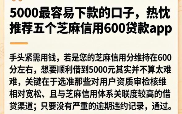 5000最容易下款的口子，热忱推荐五个芝麻信用600贷款app