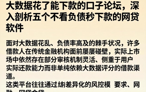 大数据花了能下款的口子论坛，深入剖析五个不看负债秒下款的网贷软件
