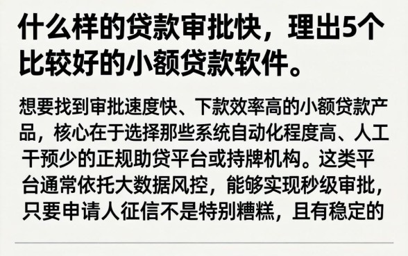 什么样的贷款审批快，理出5个比较好的小额贷款软件