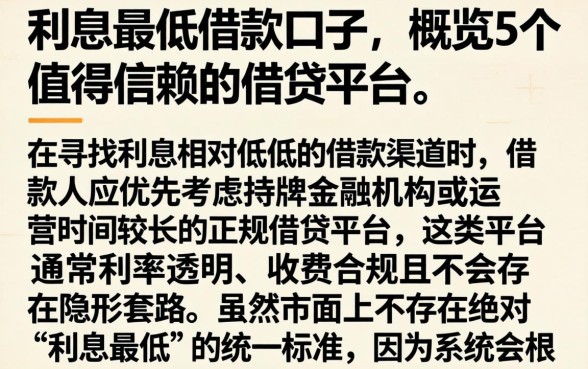 利息最低的借款口子，概览5个值得信赖的借贷平台