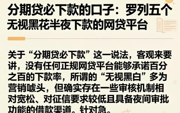 分期贷必下款的口子，罗列五个无视黑花半夜下款的网贷平台