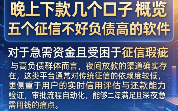 晚上下款的几个口子，概览五个征信不好负债高的软件