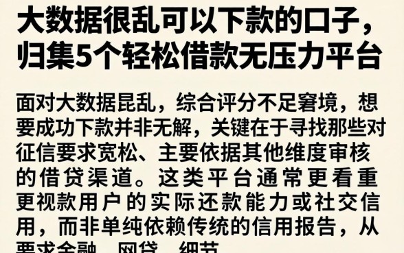 大数据很乱可以下款的口子，归集5个轻松借款无压力平台