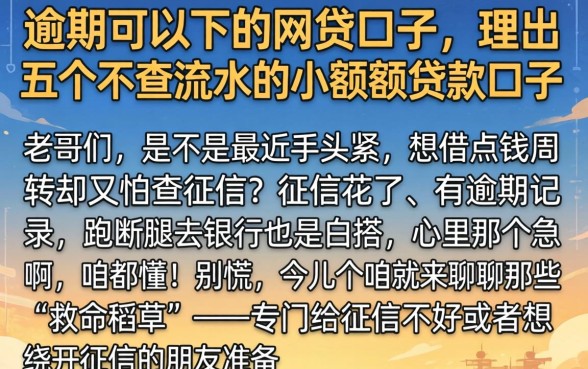 逾期可以下的网贷口子，理出五个不查流水的小额度贷款口子