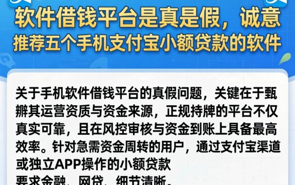 软件借钱平台是真是假，诚意推荐五个手机支付宝小额贷款的软件