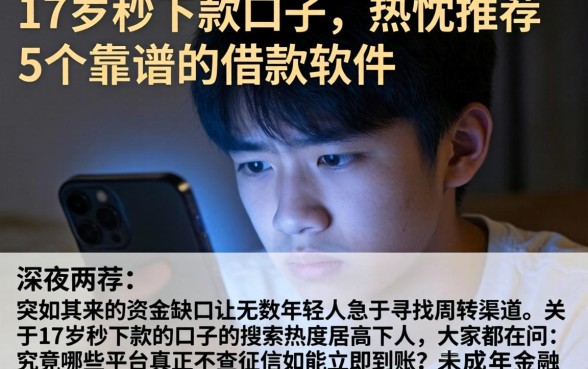 17岁秒下款的口子，热忱推荐5个靠谱的借款软件