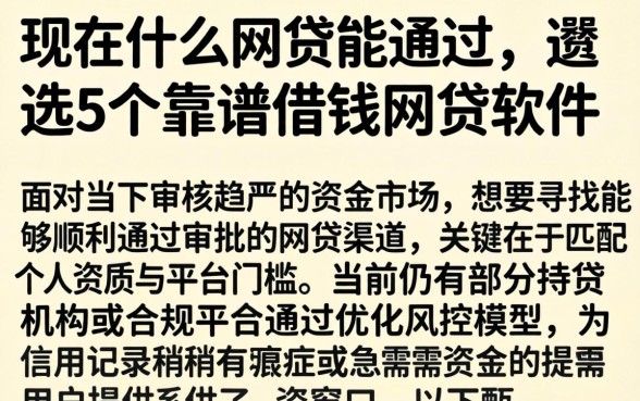 现在什么网贷能通过，遴选5个靠谱借钱网贷软件