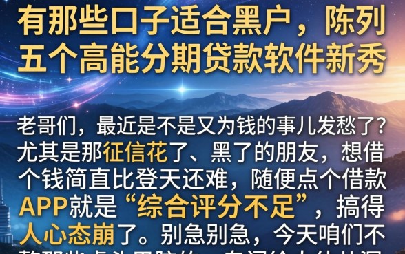 有那些口子适合黑户的，陈列五个高能分期贷款软件新秀