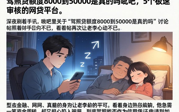 驾照贷额度8000到50000是真的吗贴吧，详细阐述5个极速审核的网贷平台