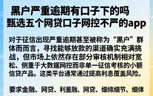 黑户严重逾期有口子下的吗，甄选五个网贷口子风控不严的app