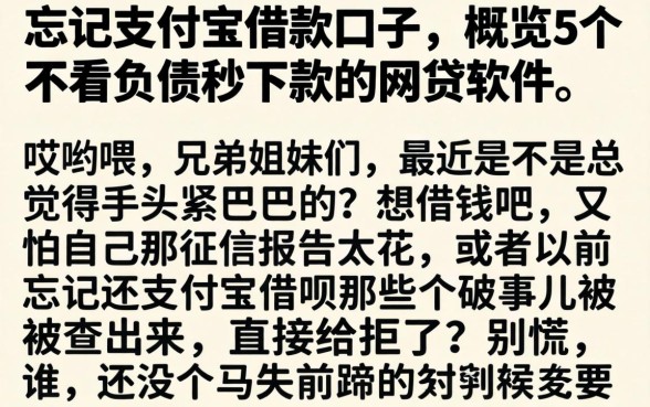 忘记支付宝借款口子，概览5个不看负债秒下款的网贷软件