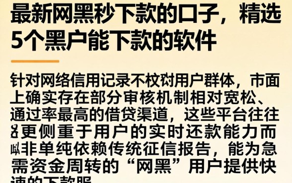 最新网黑秒下款的口子，精选5个黑户能下款的软件