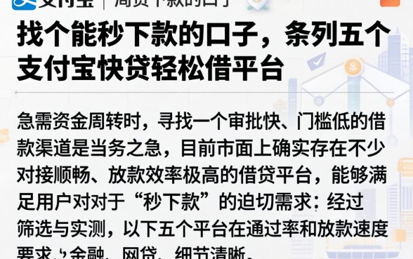 找个能秒下款的口子，条列五个支付宝快贷轻松借平台