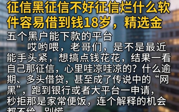 征信黑征信不好征信烂什么软件容易借到钱18岁，精选五个黑户能下款的平台