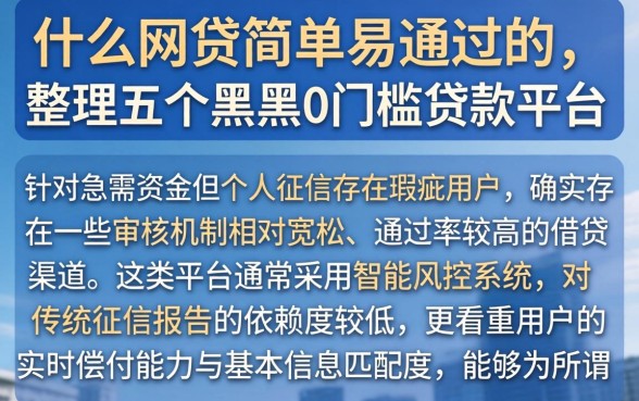 什么网贷简单易通过的，整理五个黑户0门槛贷款平台
