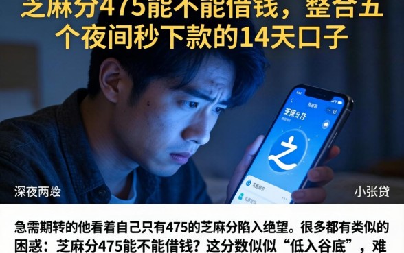 芝麻分475能不能借钱,整合五个夜间秒下款的14天口子