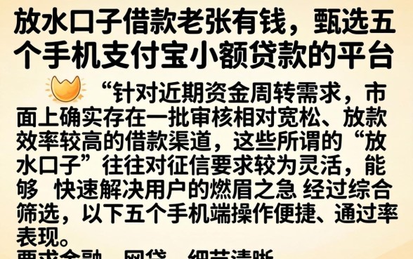 放水口子借款老张有钱，甄选五个手机支付宝小额贷款的平台