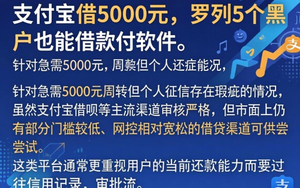 支付宝借5000元，罗列5个黑户也能借款的软件