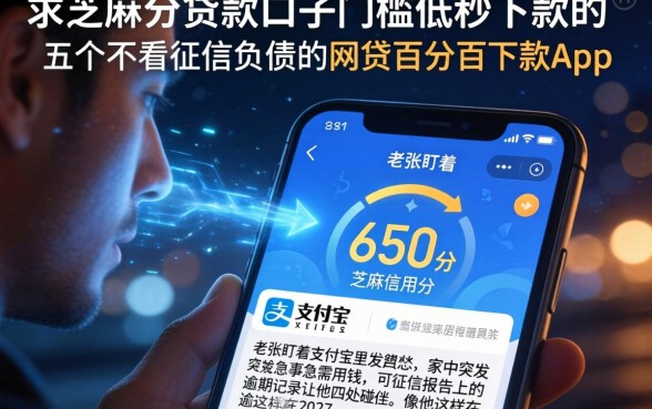 求芝麻分贷款口子门槛低秒下款的，详细阐述五个不看征信负债的网贷百分百下款app