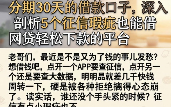 分期30天的借款口子，深入剖析5个征信瑕疵也能借网贷轻松下款的平台