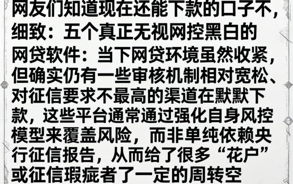 网友们知道现在还能下款的口子不，细致阐述五个真正无视风控黑白的网贷软件