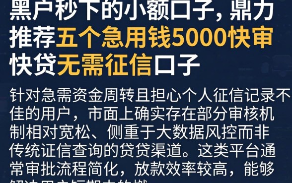 黑户秒下的小额口子,鼎力推荐五个急用钱5000快审快贷无需征信口子