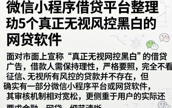 微信小程序借贷平台，整理5个真正无视风控黑白的网贷软件