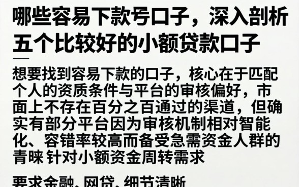 哪些容易下款的口子，深入剖析五个比较好的小额贷款口子
