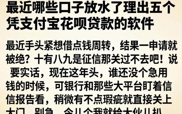最近哪些口子放水了，理出五个凭支付宝花呗贷款的软件