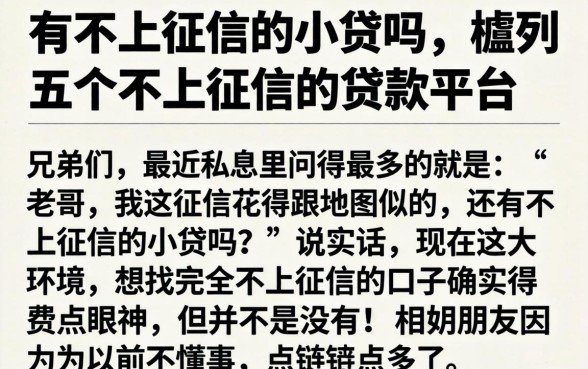 有不上征信的小贷吗，胪列五个不上征信的贷款平台