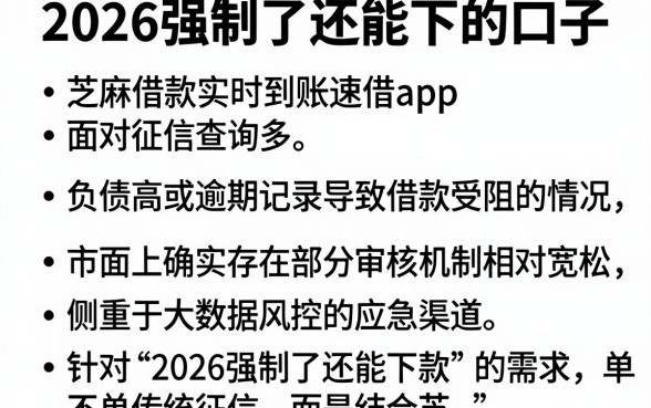2026强制了还能下的口子，条列五个芝麻借款实时到账速借app
