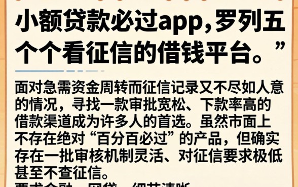小额贷款必过app，罗列五个不看征信的借钱平台