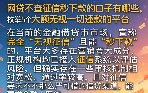 网贷不查征信秒下款的口子有哪些，枚举5个大额无视一切还款的平台