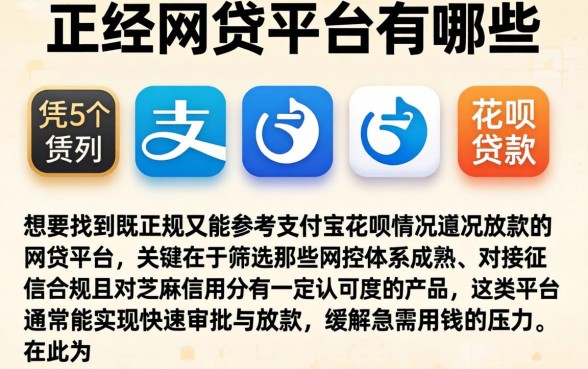 正经网贷平台有哪些，陈列5个凭支付宝花呗贷款的软件