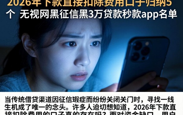 2026年下款直接扣除费用的口子,归纳5个无视网黑征信黑3万贷款秒款app名单